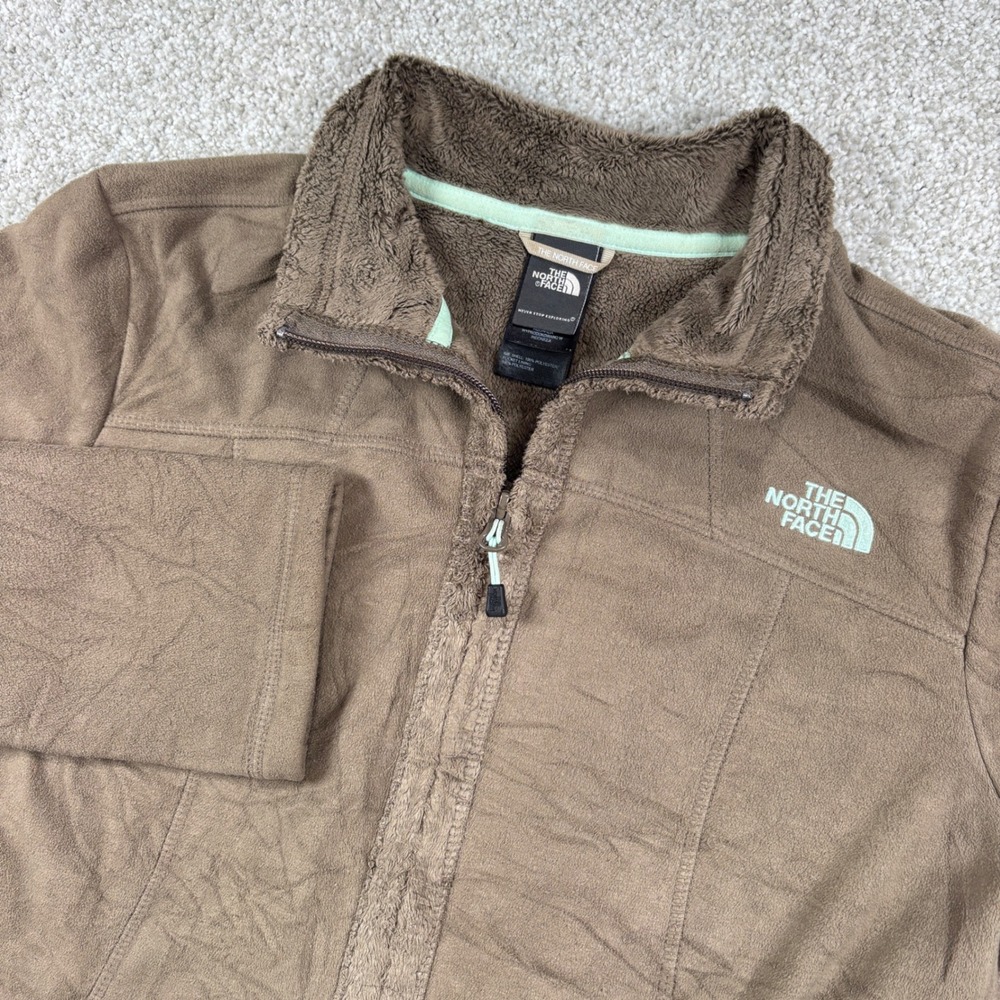 The North Face Fleece Jacket Womens Medium Brown Full Zip Mock Neck Logo